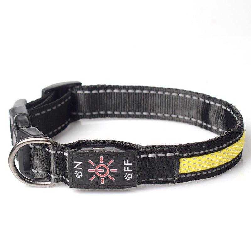 LED Luminous Dog Collar – Rechargeable Nylon Mesh Waterproof Pet Collar