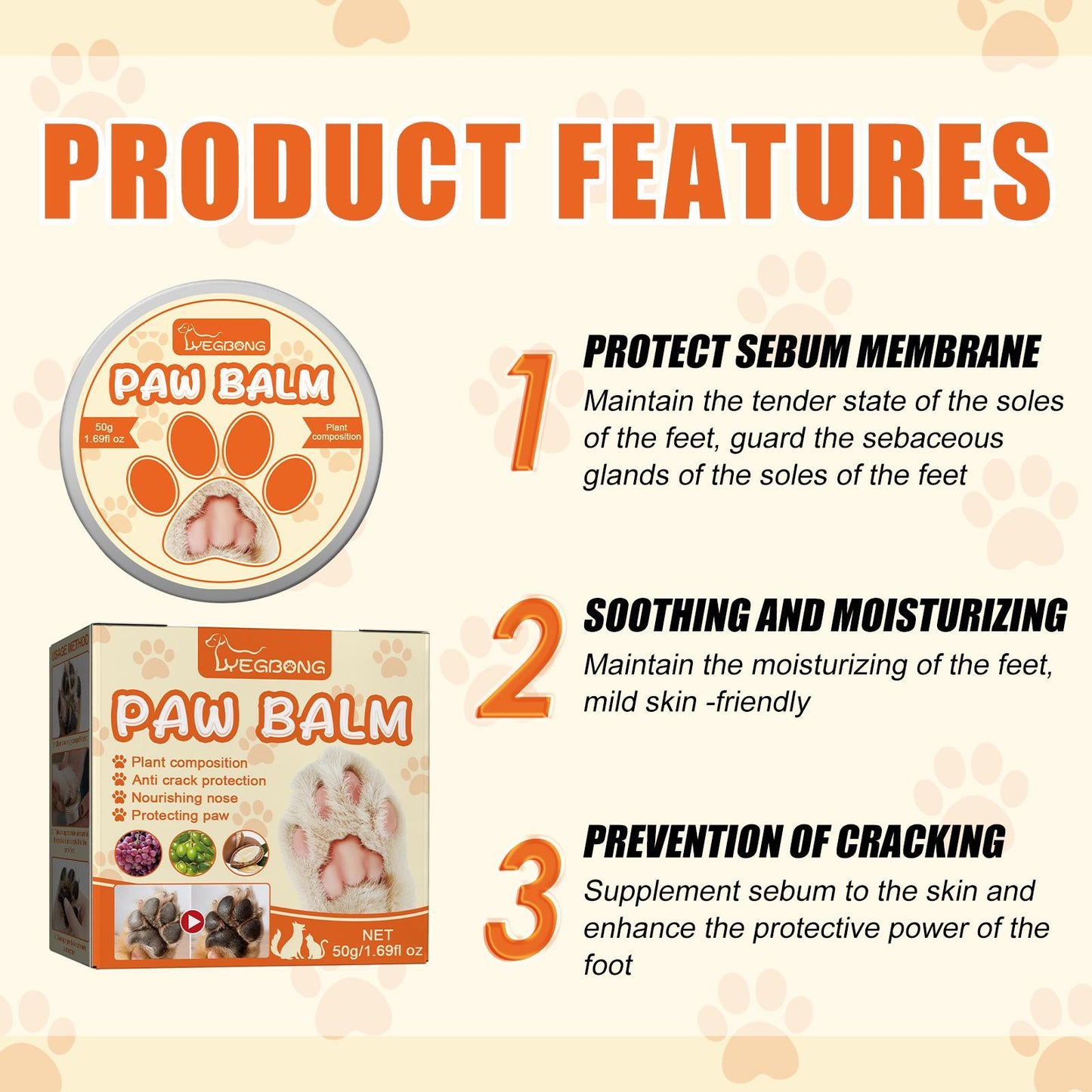 Pet Moisturizing Paw Cream – Hydrating Paw & Nose Balm for Cats & Dogs | Petzion