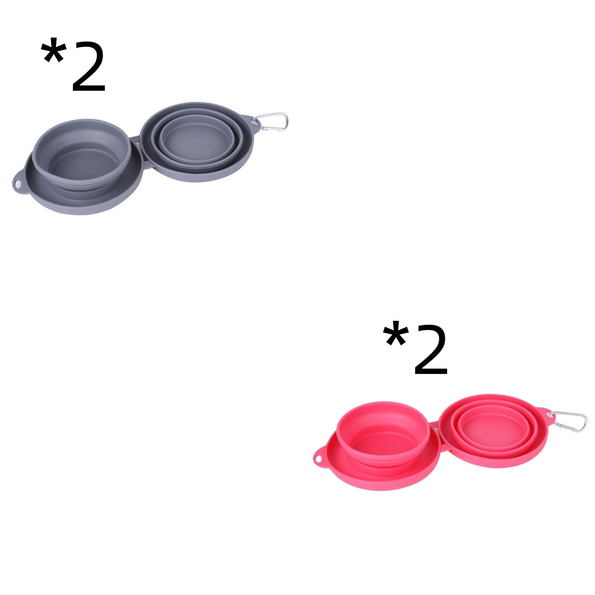 Foldable Double Pet Feeding Bowl – Portable Silicone Travel Food & Water Dish for Dogs & Cats