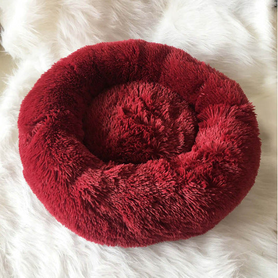 Round Plush Dog Bed – Soft Warm Cat Nest Kennel Mat for Small Pets & Puppies | Petzion