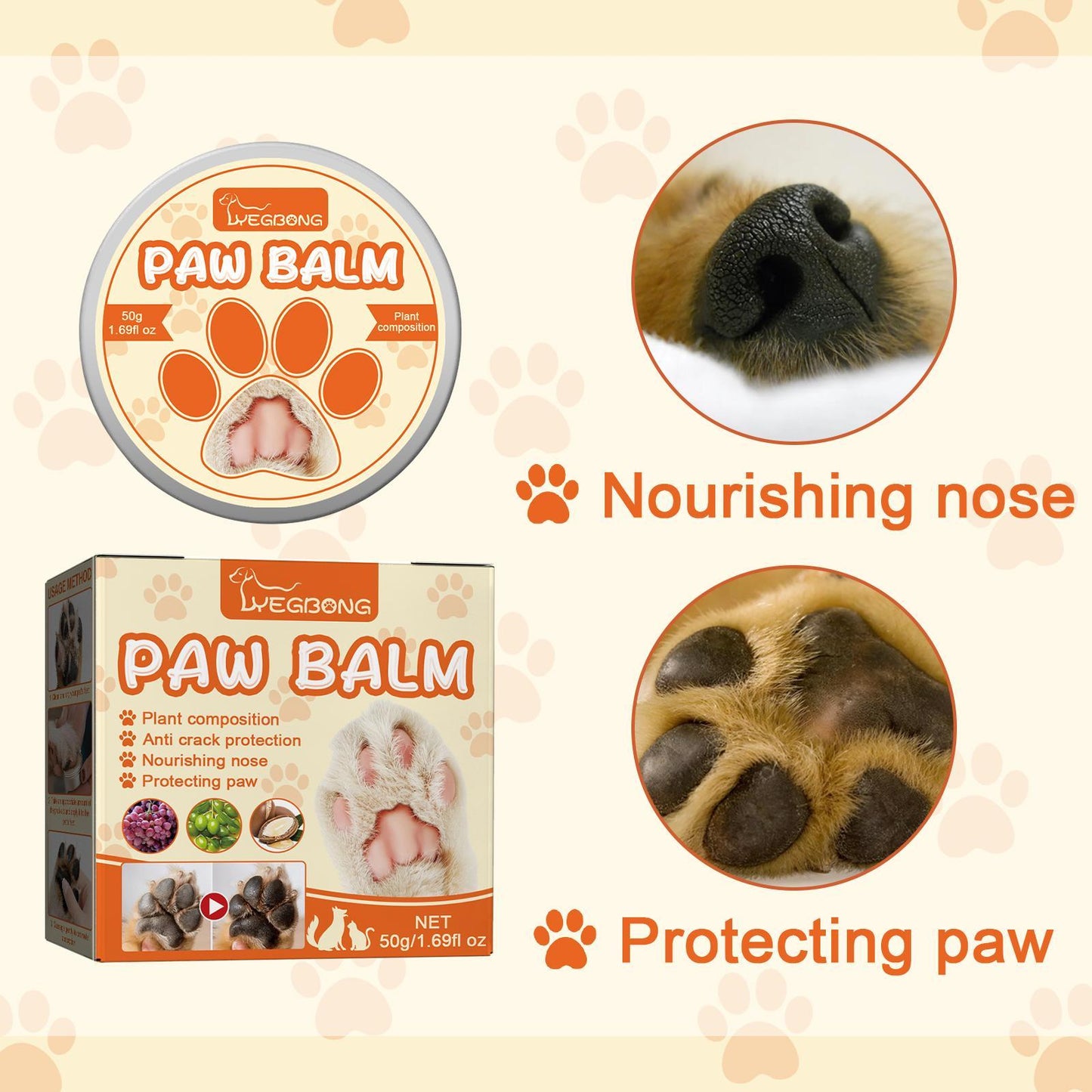 Pet Moisturizing Paw Cream – Hydrating Paw & Nose Balm for Cats & Dogs | Petzion