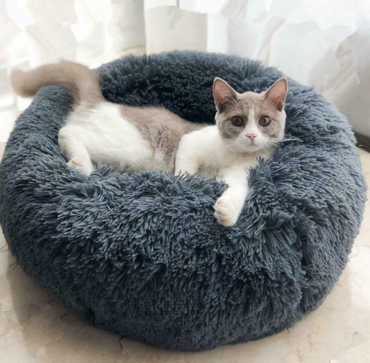 Round Plush Dog Bed – Soft Warm Cat Nest Kennel Mat for Small Pets & Puppies | Petzion