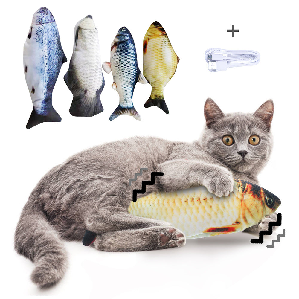 Electric Jumping Fish Cat Toy (Without Catnip) – Realistic Flopping Fish Simulation | Petzion