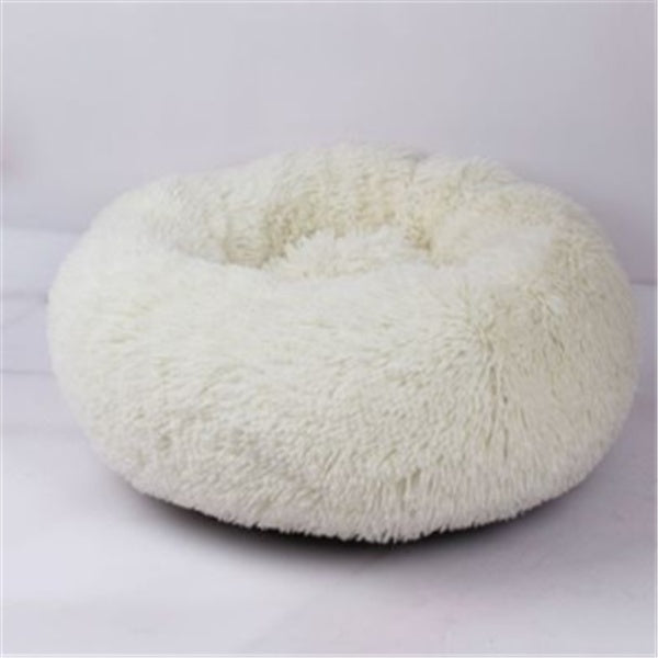 Round Fluffy Cat Bed – Long Hair Plush Nest Pad for Cats & Small Dogs | Petzion