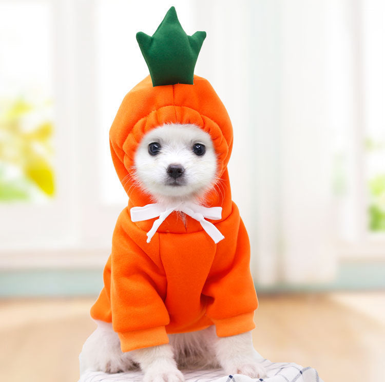 Cute Fruit Dog Hoodie – Warm Fleece Winter Outfit for Small Dogs & Puppies