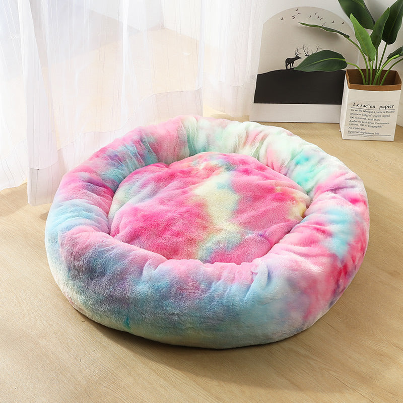 Round Plush Dog Bed – Soft Warm Cat Nest Kennel Mat for Small Pets & Puppies | Petzion