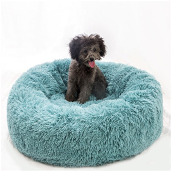 Round Fluffy Cat Bed – Long Hair Plush Nest Pad for Cats & Small Dogs | Petzion