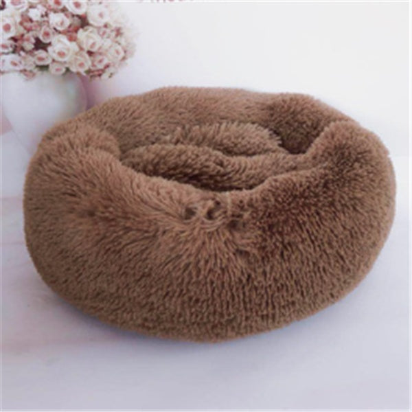 Round Fluffy Cat Bed – Long Hair Plush Nest Pad for Cats & Small Dogs | Petzion