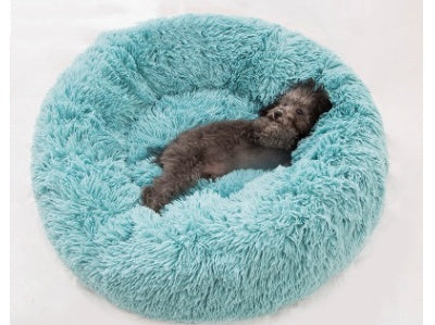 Round Fluffy Cat Bed – Long Hair Plush Nest Pad for Cats & Small Dogs | Petzion