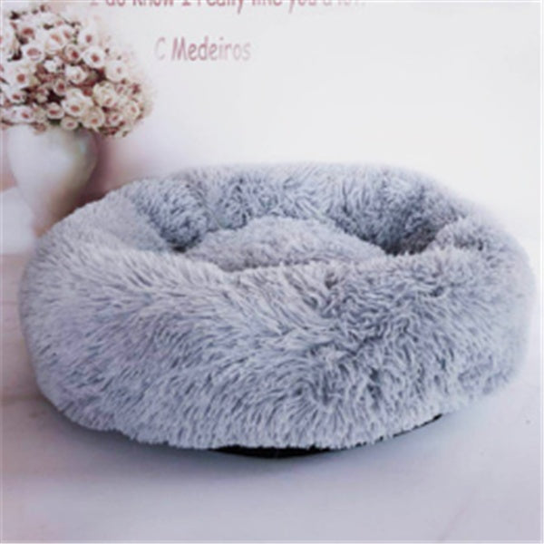Round Fluffy Cat Bed – Long Hair Plush Nest Pad for Cats & Small Dogs | Petzion