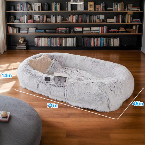 Human Dog Bed – Oversized Washable Faux Fur Bed for People & Pets | Petzion