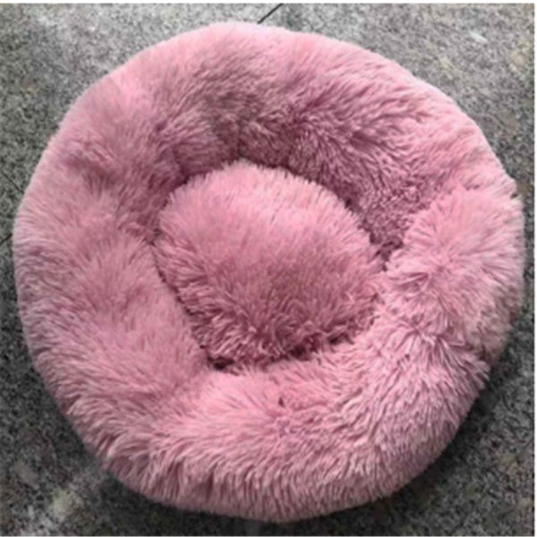 Round Fluffy Cat Bed – Long Hair Plush Nest Pad for Cats & Small Dogs | Petzion