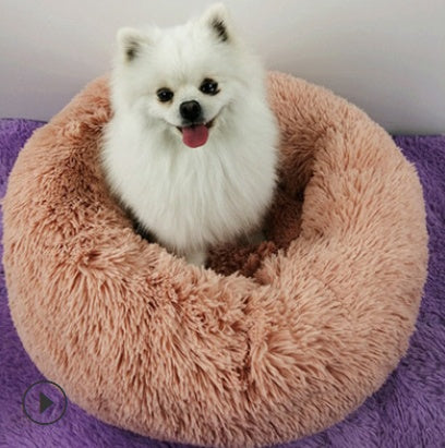 Round Plush Dog Bed – Soft Warm Cat Nest Kennel Mat for Small Pets & Puppies | Petzion