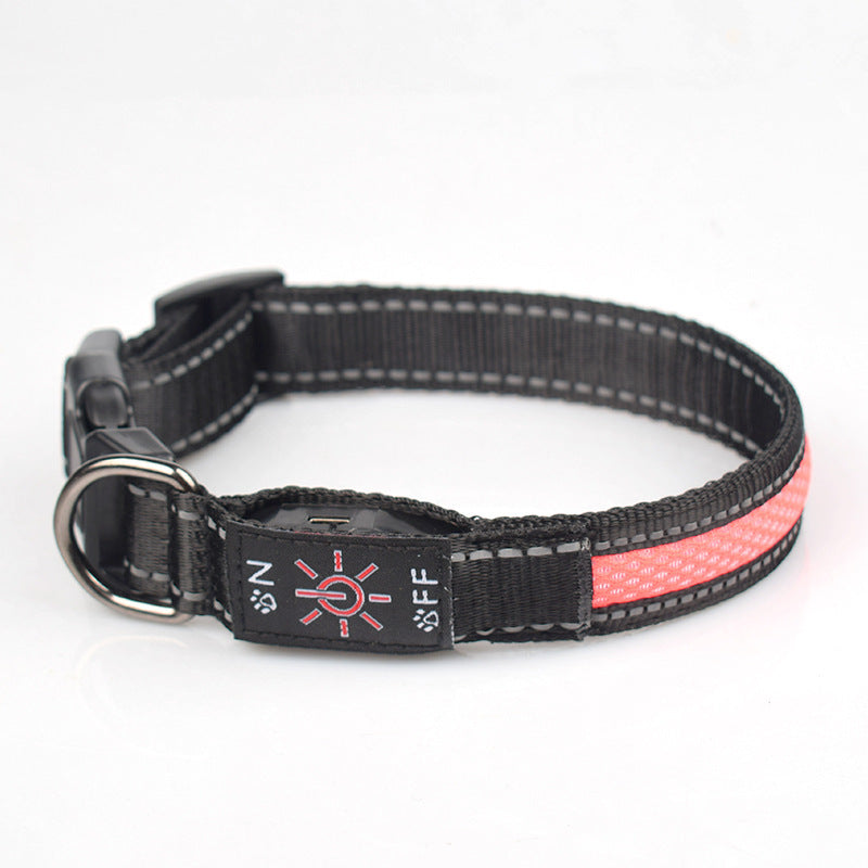 LED Luminous Dog Collar – Rechargeable Nylon Mesh Waterproof Pet Collar