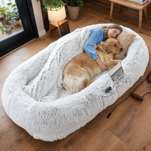 Human Dog Bed – Oversized Washable Faux Fur Bed for People & Pets | Petzion