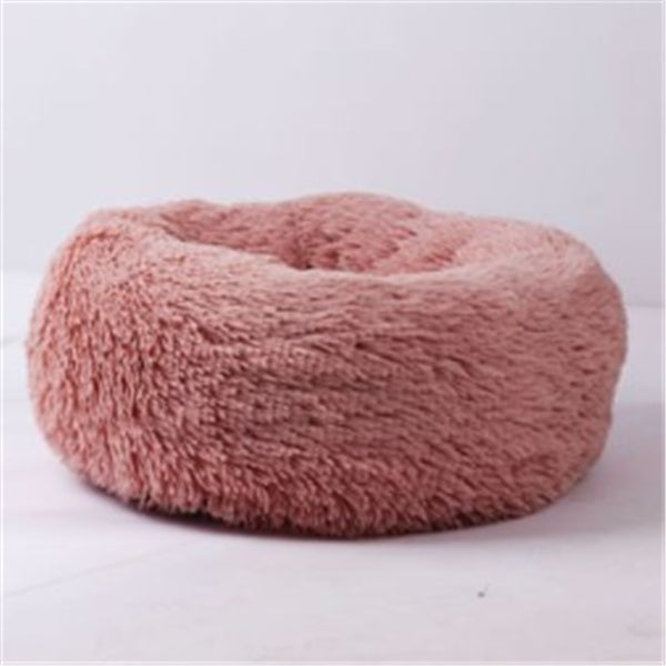 Round Fluffy Cat Bed – Long Hair Plush Nest Pad for Cats & Small Dogs | Petzion