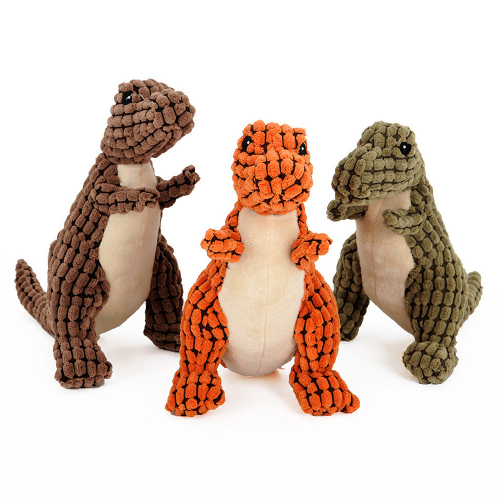 Dinosaur Plush Dog Toy – Interactive Squeaky Chew Toy for Small & Large Dogs | Petzion