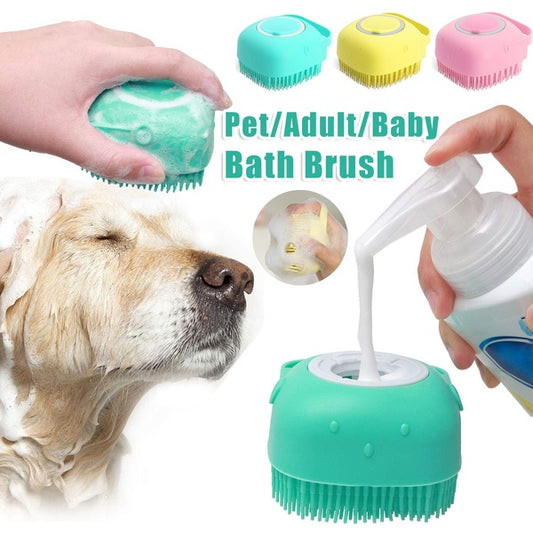 Silicone Dog Bath & Massage Glove Brush – Pet Shampoo Cleaning & Grooming Tool for Dogs & Cats | Petzion