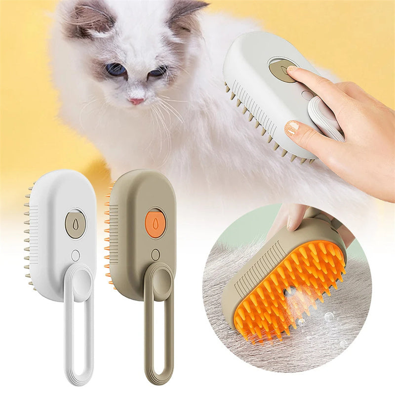 3-in-1 Electric Cat & Dog Steam Brush – Hair Removal, Grooming & Massage Comb | Petzion