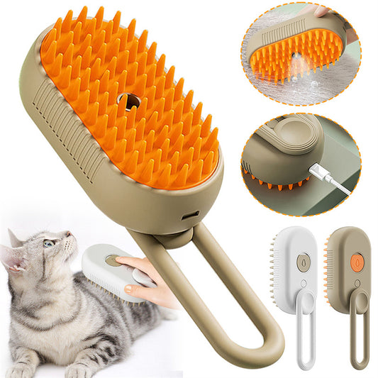 3-in-1 Electric Cat & Dog Steam Brush – Hair Removal, Grooming & Massage Comb | Petzion