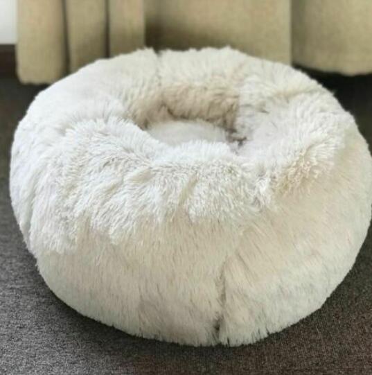Round Plush Dog Bed – Soft Warm Cat Nest Kennel Mat for Small Pets & Puppies | Petzion