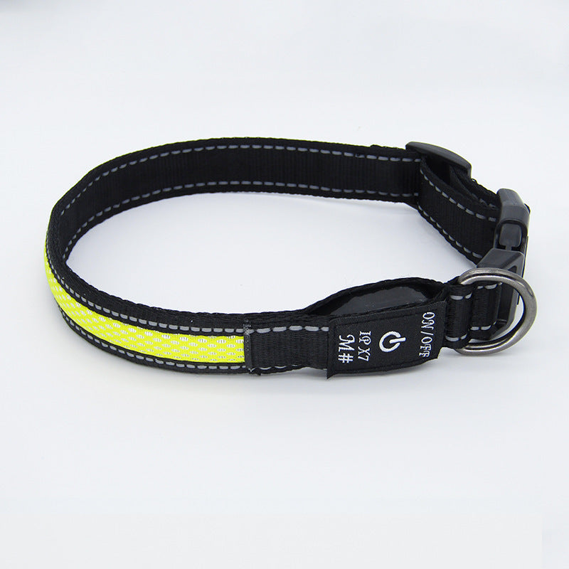 LED Luminous Dog Collar – Rechargeable Nylon Mesh Waterproof Pet Collar