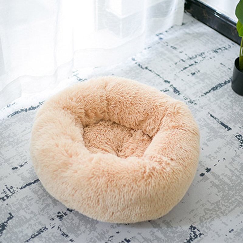 Round Plush Dog Bed – Soft Warm Cat Nest Kennel Mat for Small Pets & Puppies | Petzion