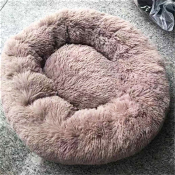 Round Fluffy Cat Bed – Long Hair Plush Nest Pad for Cats & Small Dogs | Petzion