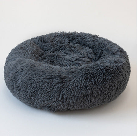 Round Plush Dog Bed – Soft Warm Cat Nest Kennel Mat for Small Pets & Puppies | Petzion