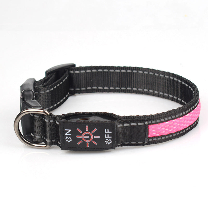 LED Luminous Dog Collar – Rechargeable Nylon Mesh Waterproof Pet Collar