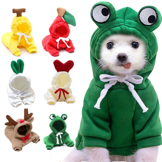Cute Fruit Dog Hoodie – Warm Fleece Winter Outfit for Small Dogs & Puppies