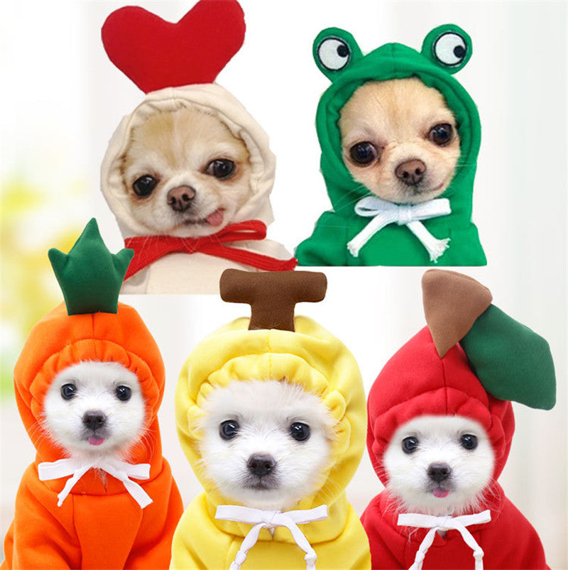 Cute Fruit Dog Hoodie – Warm Fleece Winter Outfit for Small Dogs & Puppies