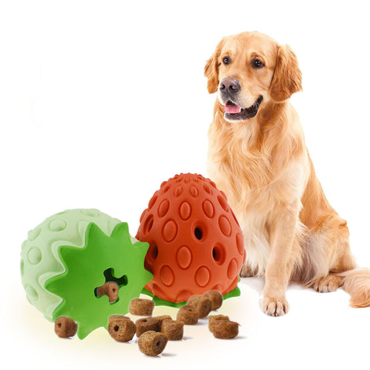 Strawberry Chew-Resistant Treat Ball – Interactive Food-Dispensing Toy for Dogs & Cats | Petzion