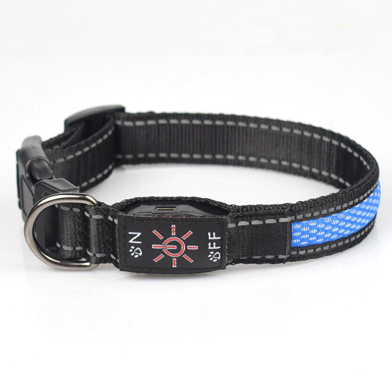 LED Luminous Dog Collar – Rechargeable Nylon Mesh Waterproof Pet Collar