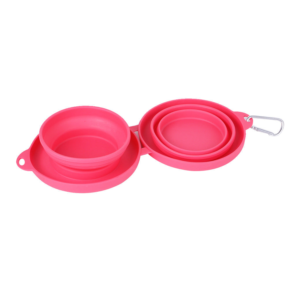 Foldable Double Pet Feeding Bowl – Portable Silicone Travel Food & Water Dish for Dogs & Cats