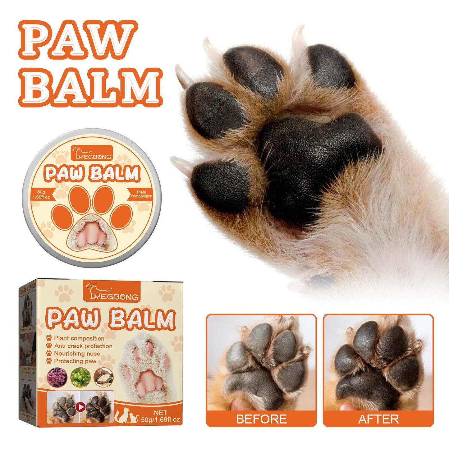 Pet Moisturizing Paw Cream – Hydrating Paw & Nose Balm for Cats & Dogs | Petzion