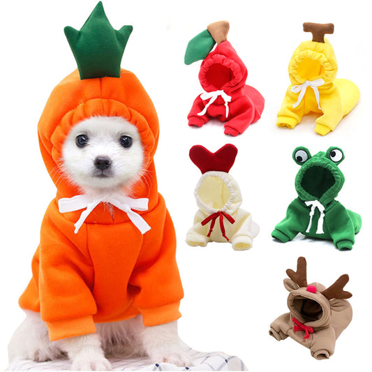 Cute Fruit Dog Hoodie – Warm Fleece Winter Outfit for Small Dogs & Puppies