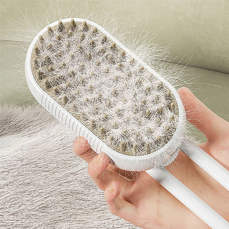 3-in-1 Electric Cat & Dog Steam Brush – Hair Removal, Grooming & Massage Comb | Petzion